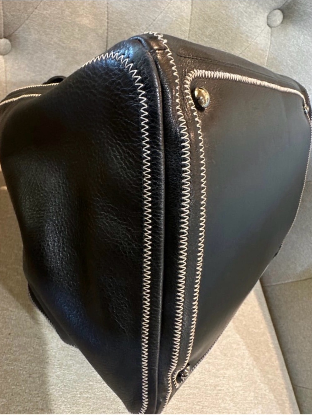 Authentic CHANEL Black Lambskin Leather Bowler Handbag - Picture 8 of 12